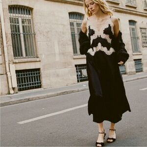 DÔEN
Obelia corded lace-trimmed silk-satin midi dress